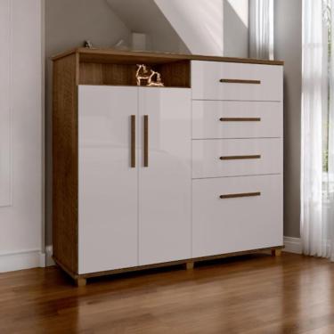 Imagem de Cômoda 04 Gavetas E 02 Portas Helena Malbec E Off White