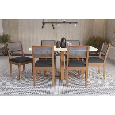 Imagem de Conjunto Sala de Jantar Elma Premium Madeira Maciça c/ Tampo Madeirado