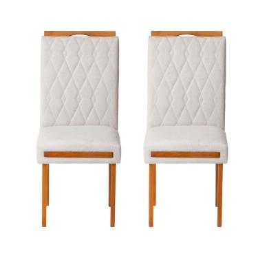 Imagem de Kit 2 Cadeiras Estofadas de Jantar Azaléia - MDF em Bouclê Pés em Madeira - Vintage Decor