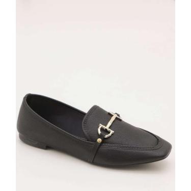 Imagem de Mocassim Loafer Feminino Bico Quadrado-55149 - NARA MARTINS, 35, Preto