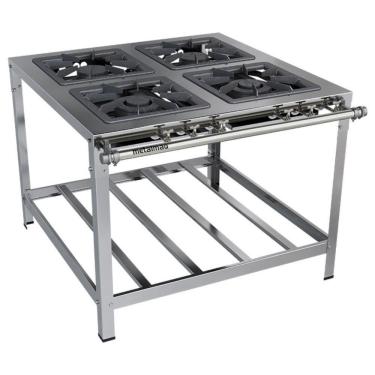Imagem de Fogão Industrial Stori Premium 4 Bocas 40x40 M14 Aço Inox 430 Metalmaq Fogão Baixa Pressão
