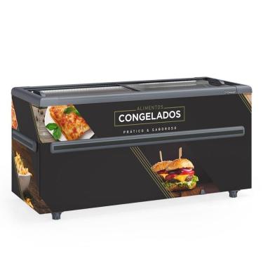 Imagem de Ilha Congelados Vidro Reto Com Led Ghdi500 Gelopar Expositor 500 Litros Preto 220v