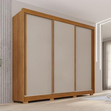 Imagem de Guarda-roupa Casal com Pés 3 Portas 4 Gavetas 100% Mdf Ipanema Cinamomo/Off-White