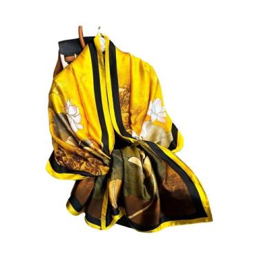 Imagem de Lenço De Seda Luxuoso Feminino 180x90CM Estampa Fashion Xale Longo Pro