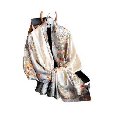 Imagem de Lenço De Seda Luxuoso Feminino 180x90CM Estampa Fashion Xale Longo Pro