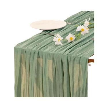 Imagem de Caminho De Mesa Boho Semi-Transparente Em Tecido Gaze Rústico Para Cas