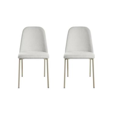 Imagem de Conjunto c/ 2 Cadeiras Lucille Champanhe Linho Mescla - PROVINCIA