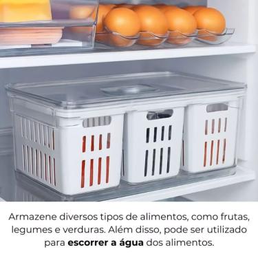 Imagem de Organizador De Geladeira Plastutti Elegance Alto Ret. Com 03 Cestas 6,8l