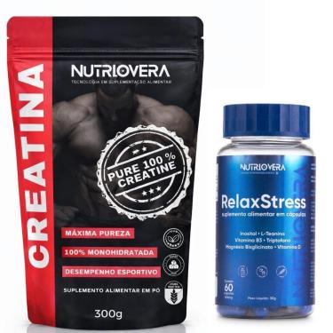 Imagem de Kit Creatina Monohidratada 300g + RelaxStress 60 Cápsulas-Unissex