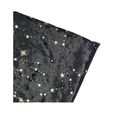 Imagem de Tecido De Veludo Dourado Com Estrelas De Diamante E Efeito Bronzeado 5