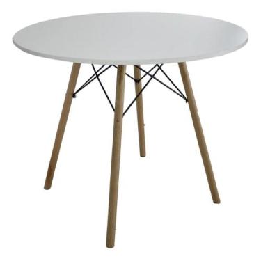 Imagem de Mesa Jantar 90cm Redonda Branca Base Eiffel Charles Eames Escrivaninha