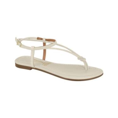 Imagem de Sandália Rasteira Vizzano Feminina Tira Nó Delicada Off White, 36, Off