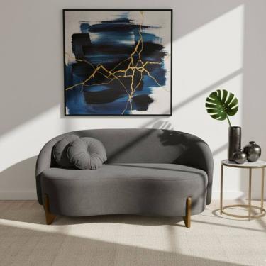 Imagem de Sofá Orgânico 2 Lugares C/2 Almofadas Curvo Sala Recepção Amsterdã Suede Cinza - Montanari`s Decor