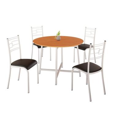 Imagem de Conjunto Sala De Jantar Ella 90cm 4 Cadeiras Branca C- Preto