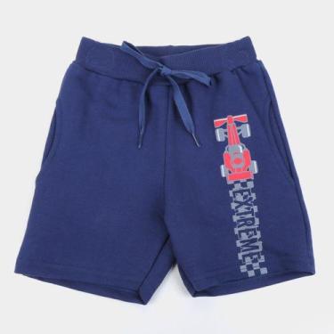 Imagem de Bermuda Moletom Infantil Duzizo Carro Masculina, Marinho, 1A