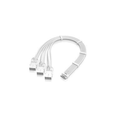 Imagem de Cabo Extensor de Fonte Rise Mode Sleeved 12VHPWR para 3x PCIE 8pin, PCIE 5.0 16pin, 3x PCIE 8pin, 30cm, Branco - RM-SL-01-12VHPCI-FW