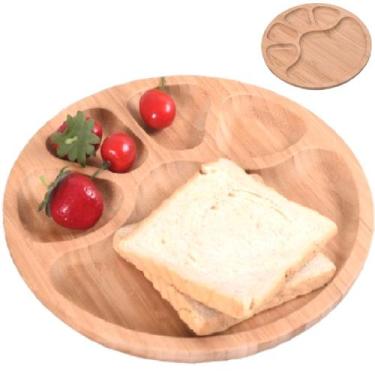 Imagem de Petisqueira em Bambu Prato Bandeja 5 Divisórias 20cm Porções - Inter