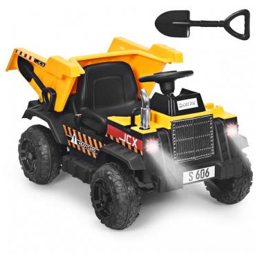 Imagem de Caminhão Basculante Elétrico Infantil a Bateria 12V com Música, Luzes e Controle Remoto, HONEY JOY, Amarelo