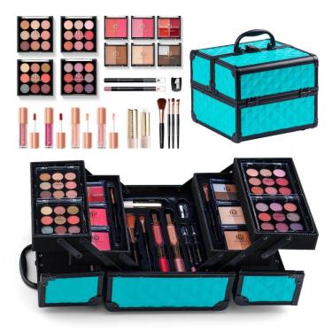 Imagem de Color Nymph Kit de Maquiagem Completo All In One Verde – Estojo Portátil com 36 Sombras, Iluminador, Blush, Gloss e Pincéis