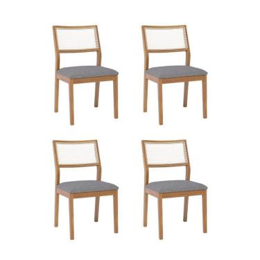 Imagem de Kit 4 Cadeiras para Sala de Jantar Estofadas Bella Madeira/Grafite