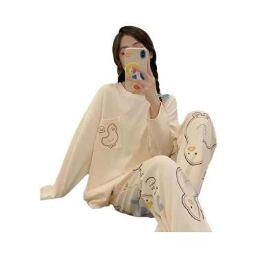 Imagem de Conjunto De Pijamas Femininos Para Primavera E Outono Com Manga Longa 