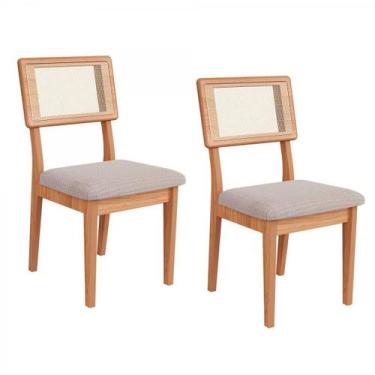 Imagem de Kit 2 Cadeiras Para Sala de Jantar Com Tela Sintética 90 cm - Dalla Co