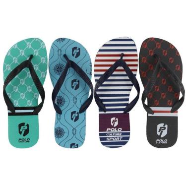 Imagem de Chinelo Masculino Borracha Polo Culture Antiderrapante Kit 4-Masculino