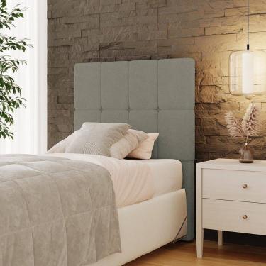 Imagem de Cabeceira Solteiro 90cm Bouclé Estofada Design Moderno para Quarto Linea Verde