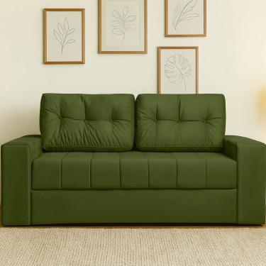 Imagem de Sofá Cama Casal Murilo 182cm em Tecido Linho Linho Verde