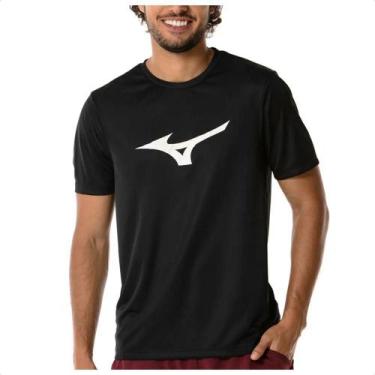 Imagem de Camiseta Mizuno Run Spark M Masculina, M, Preto, Branco