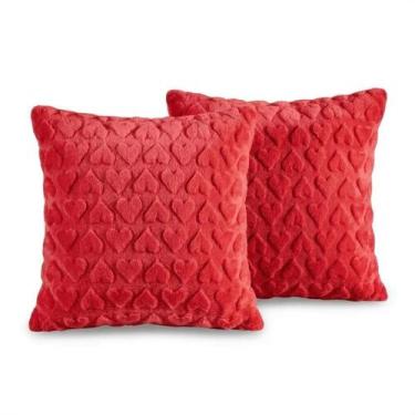 Imagem de Kit Capas de Almofada Coração 42x42cm Pelúcia Macia Sem Enchimento - L