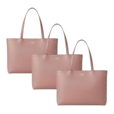 Imagem de Bolsa Sacola Grande Kit Com 3 Peças Universitária De Ombro - CINF, Ros