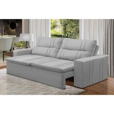 Imagem de Sofá Retrátil e Reclinável 2 lugares com Molas 2,00m Eloa Suede Cinza 