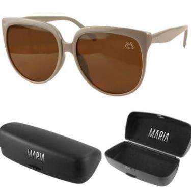 Imagem de oculos sol proteção uv social praia vintage + case qualidade premium bege marrom origin...