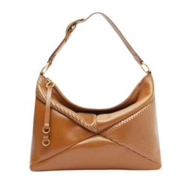 Imagem de Bolsa Hobo Marrom Couro Média Texturizada Lançamento Arezzo-Feminino