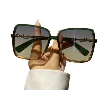 Imagem de Óculos De Sol Retro Oversized De Duas Cores, Leves, Com Lentes Gradien