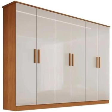 Imagem de Guarda Roupa Nina Casal 6 Portas 4 Gavetas Bianchi Cor Cinamomo Off Wh