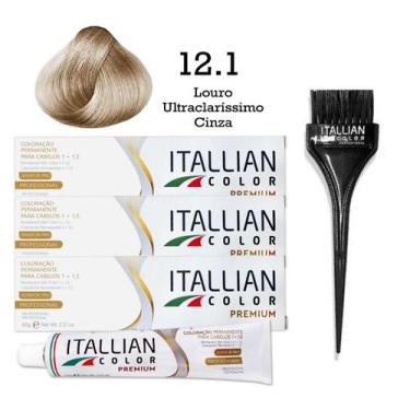 Imagem de 3 Unidades Coloração 12.1 Louro Ultraclaríssimo Cinza  Itallian Color 
