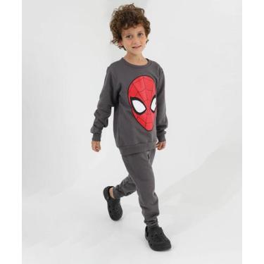 Imagem de Conjunto Infantil Moletom Homem Aranha Tam 4 a 10 Cinza - Marvel, Cinz