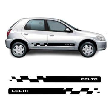 Imagem de Kit 2 Adesivo Carro Celta Chevrolet Faixas Porta Laterais - onl