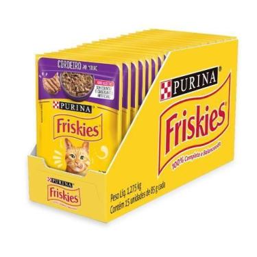 Imagem de Caixa de sachê Friskies para gatos adultos sabor cordeiro ao molho 85g