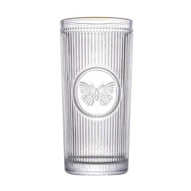 Imagem de Jogo de 6 copos altos Borboleta Cristal gold rim 350ml -L Hermitage - 