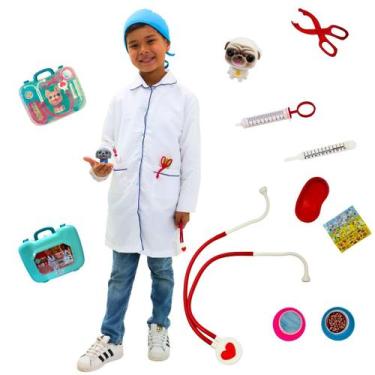 Imagem de Fantasia VETERINÁRIO Infantil  jaleco touca BRINDE MALETA - Quimera Ki
