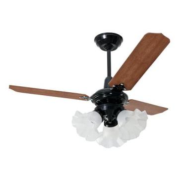 Imagem de Ventilador de Teto Diamante Preto Loren Sid Pás Mogno M3, 110V