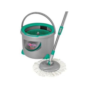 Imagem de Mop Noviça Twister Com Balde 13Litros De Rotação Microfibras, Verde e 