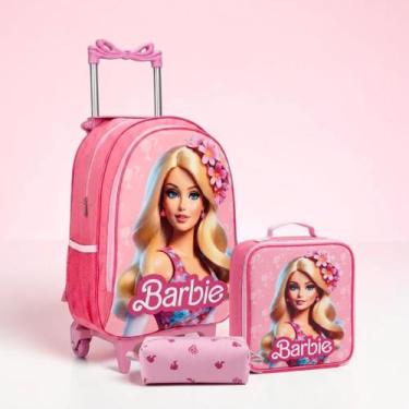 Imagem de Mochila Infantil Rodinha Kit Escolar Completo Menina Barbie - Genérico