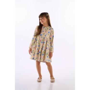 Imagem de Vestido Floral Manga Longa Cotton Quimby, Bege
