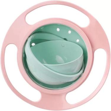 Imagem de Prato mágico giratório para bebês com giro 360º - verde com rosa - INT