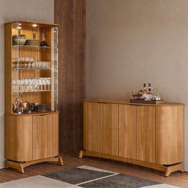 Imagem de Kit Aparador Buffet com Cristaleira Para Sala de Jantar Verbena N01 Ypê - Lyam Decor