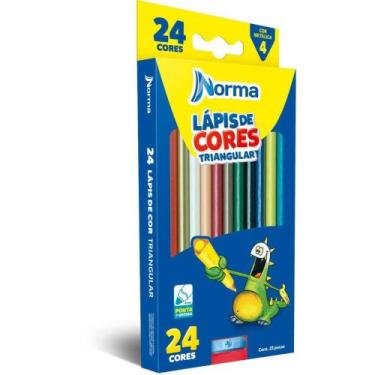 Imagem de Lapis de COR Triangular Norma 24 Cores C/APONTADOR Estojo - Waleu